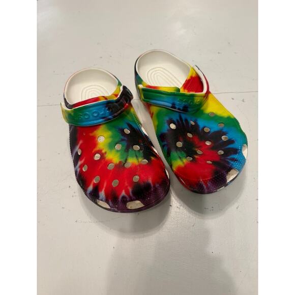 Crocs Classic Adult Rainbow Tye Dye Clogs Sandals Women Size 9 Men Size 7 - Picture 3 of 7